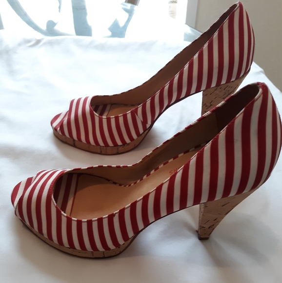 Michael Kors Shoes - Michael Kors Like New Candy Striped Heels